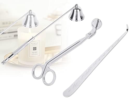 3-in-1 Candle Snuffer Set with Wick Trimmer and Dipper - Silver