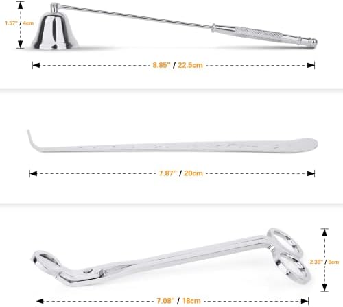 3-in-1 Candle Snuffer Set with Wick Trimmer and Dipper - Silver