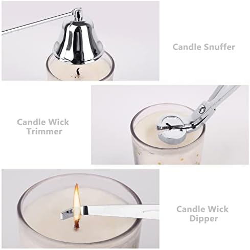 3-in-1 Candle Snuffer Set with Wick Trimmer and Dipper - Silver