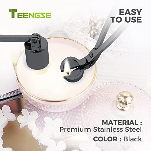 Candle Snuffer and Wick Trimmer Set Long Handle Black