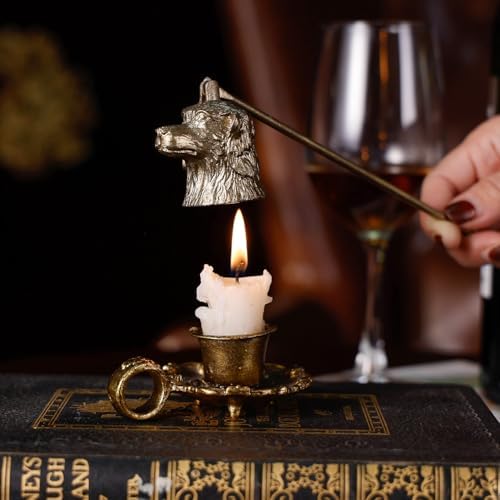 NIKKY HOME Gold Candle Snuffer Dog Shape with Long Handle