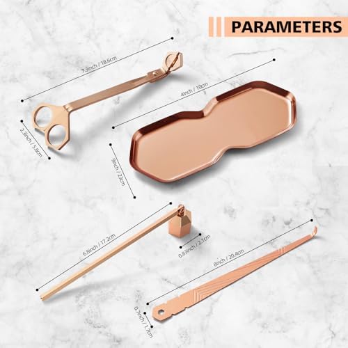 PATOISE 4 in 1 Candle Accessory Set with Rose Gold Finish