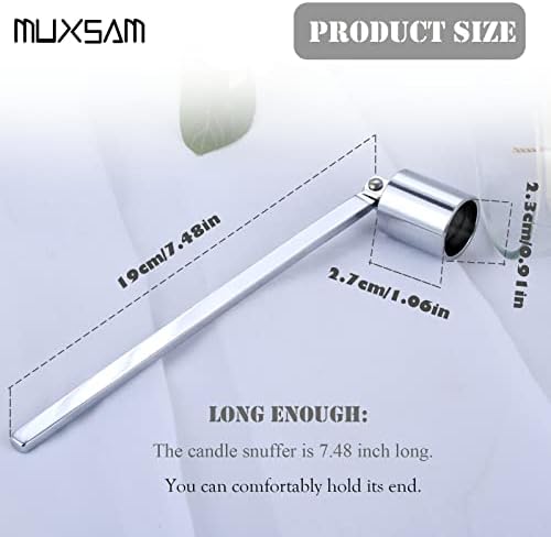MUXSAM Candle Snuffer with Long Handle and Silver Finish