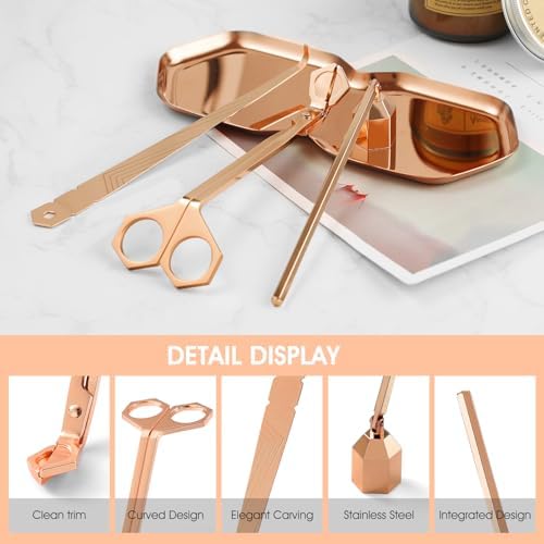PATOISE 4 in 1 Candle Accessory Set with Rose Gold Finish