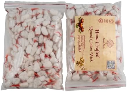 Round Cotton Wicks with Brass Holder Set - 500 Pack
