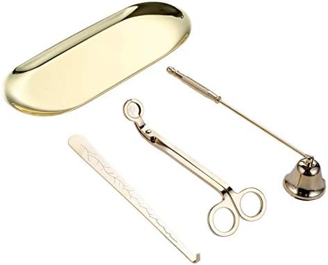MUXSAM 4 in 1 Candle Care Set with Gold Finish