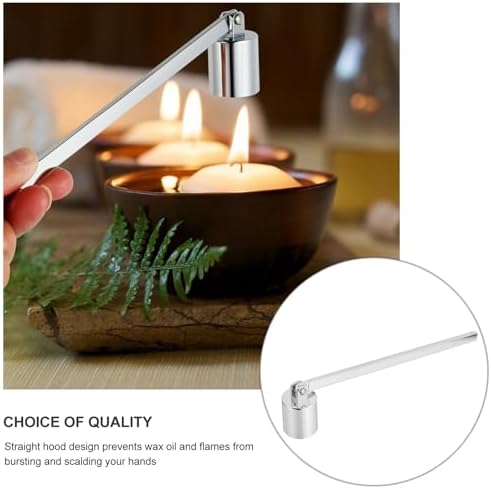 Zerodeko Candle Snuffer Silver Stainless Steel Wick Extinguisher with Long Handle