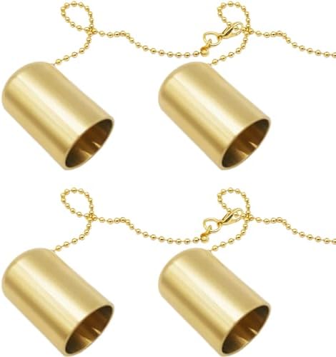 SerenGlow Brass Candle Snuffer Caps with Chain 4 Pcs