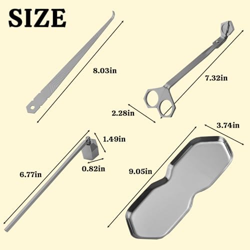 Premium 4 in 1 Candle Accessory Set - Silver