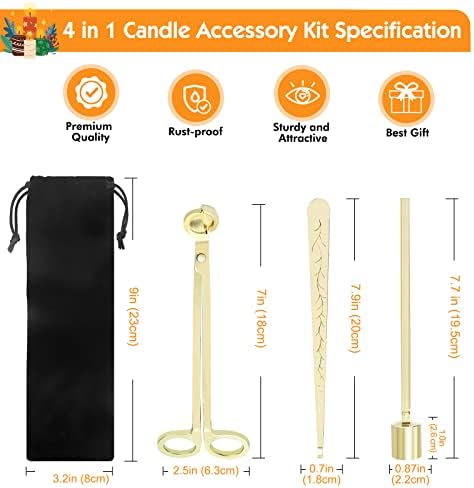 4 in 1 Candle Care Kit with Gold Finish