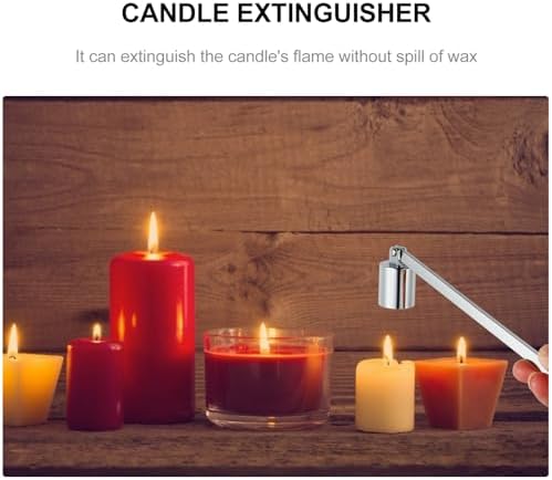 Zerodeko Candle Snuffer Silver Stainless Steel Wick Extinguisher with Long Handle