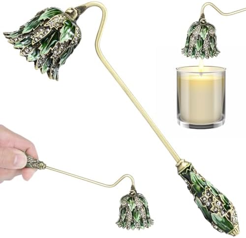 Elegant White Green Candle Snuffer with Long Handle