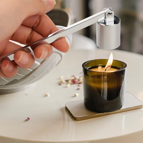 Flylin Candle Snuffer with Long Handle and Silver Finish