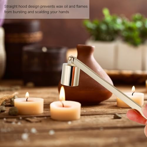 Zerodeko Candle Snuffer Golden Stainless Steel Wick Extinguisher with Long Handle