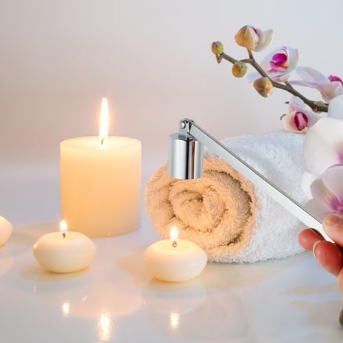 Zerodeko Candle Snuffer Silver Stainless Steel Wick Extinguisher with Long Handle