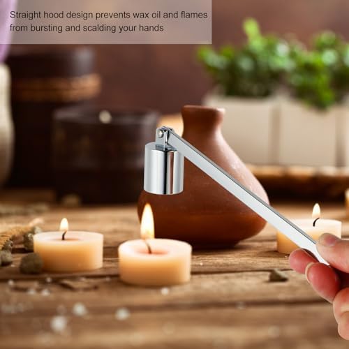 Zerodeko Candle Snuffer Silver Stainless Steel Wick Extinguisher with Long Handle