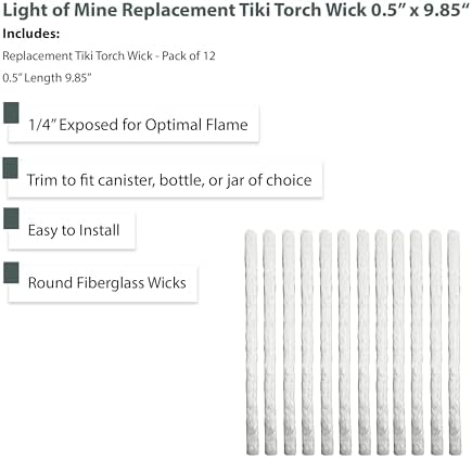 Light of Mine Replacement Wick 12 Pack Tiki Torch