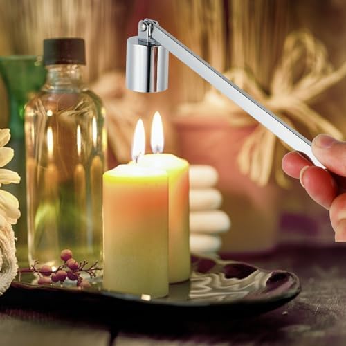 Zerodeko Candle Snuffer Silver Stainless Steel Wick Extinguisher with Long Handle