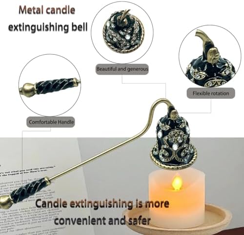 EPedic Candle Snuffer Metal Wick Extinguisher with Long Handle Black