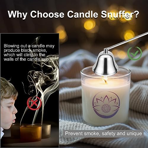Navpeak Candle Extinguisher with Long Handle Silver