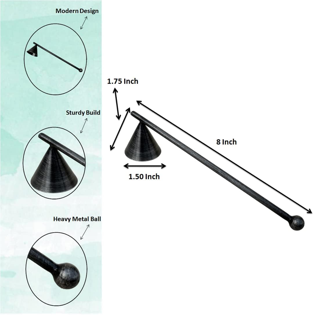 Living Ideas Handmade Metal Candle Snuffer - Wrought Iron Black Finish