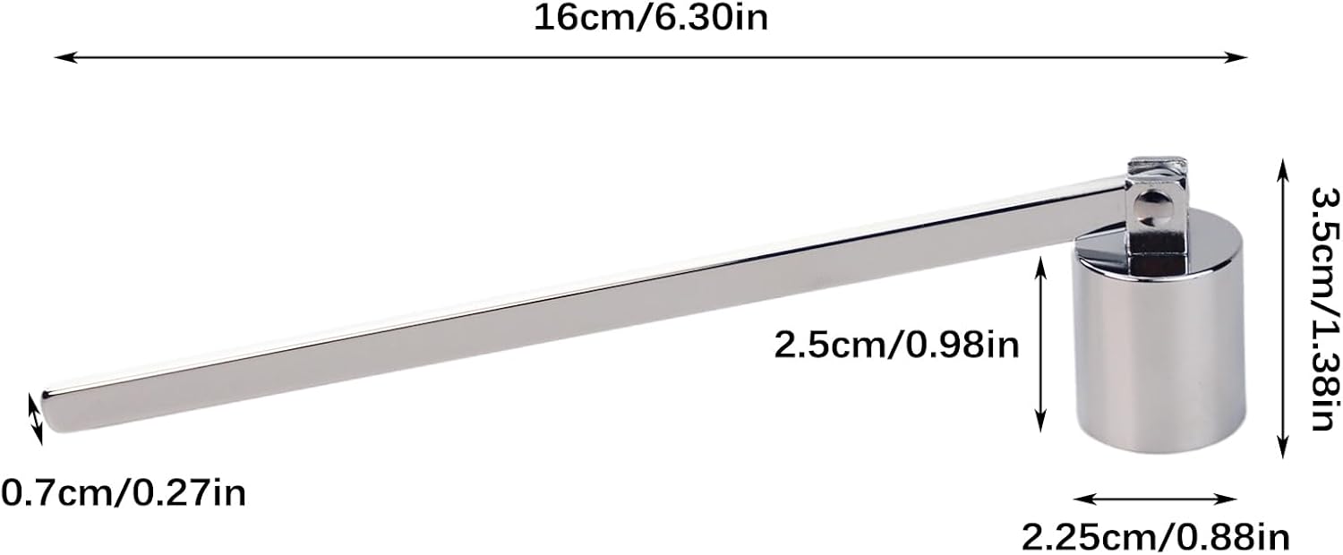 Flylin Candle Snuffer with Long Handle and Silver Finish