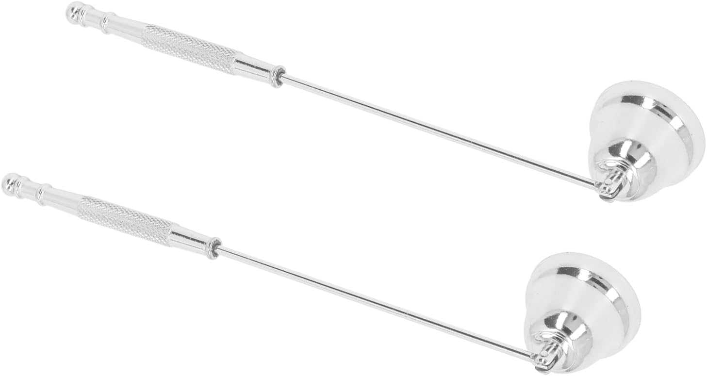 KIMISS 2PCS Metal Candle Snuffer with Long Handle Silver