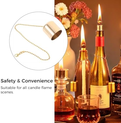 SerenGlow Brass Candle Snuffer Caps with Chain 4 Pcs