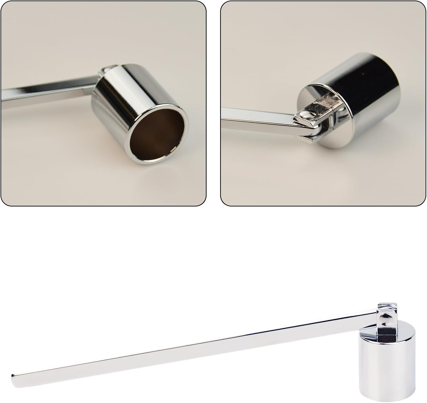 Flylin Candle Snuffer with Long Handle and Silver Finish
