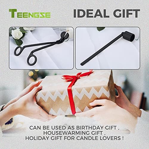 Candle Snuffer and Wick Trimmer Set Long Handle Black
