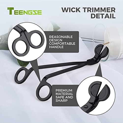 Candle Snuffer and Wick Trimmer Set Long Handle Black