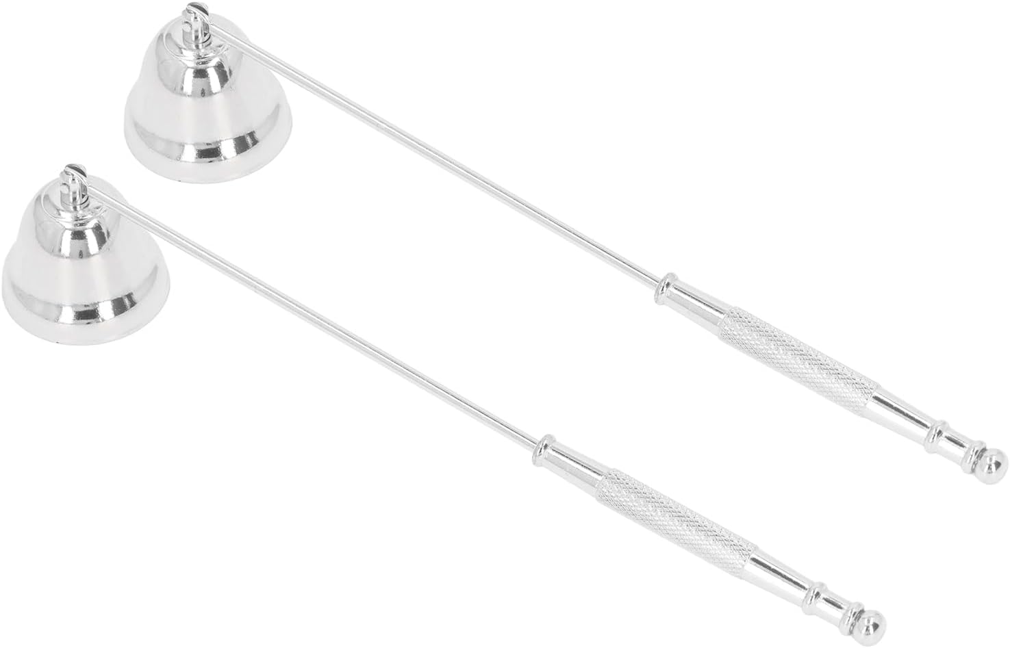 KIMISS 2PCS Metal Candle Snuffer with Long Handle Silver