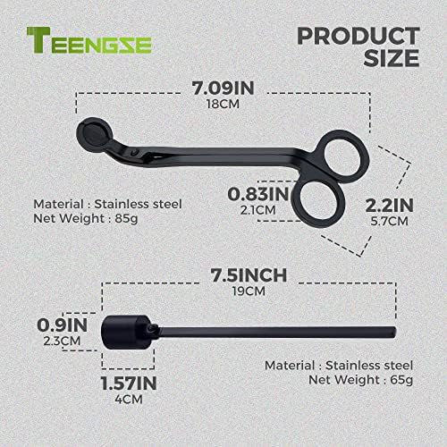 Candle Snuffer and Wick Trimmer Set Long Handle Black