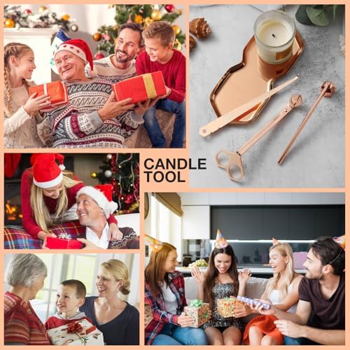 PATOISE 4 in 1 Candle Accessory Set with Rose Gold Finish