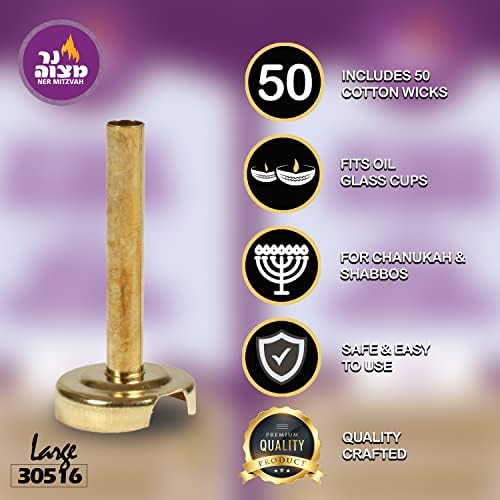 Ner Mitzvah Gold Wick Holder Set