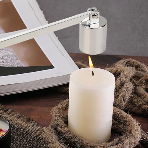Flylin Candle Snuffer with Long Handle and Silver Finish