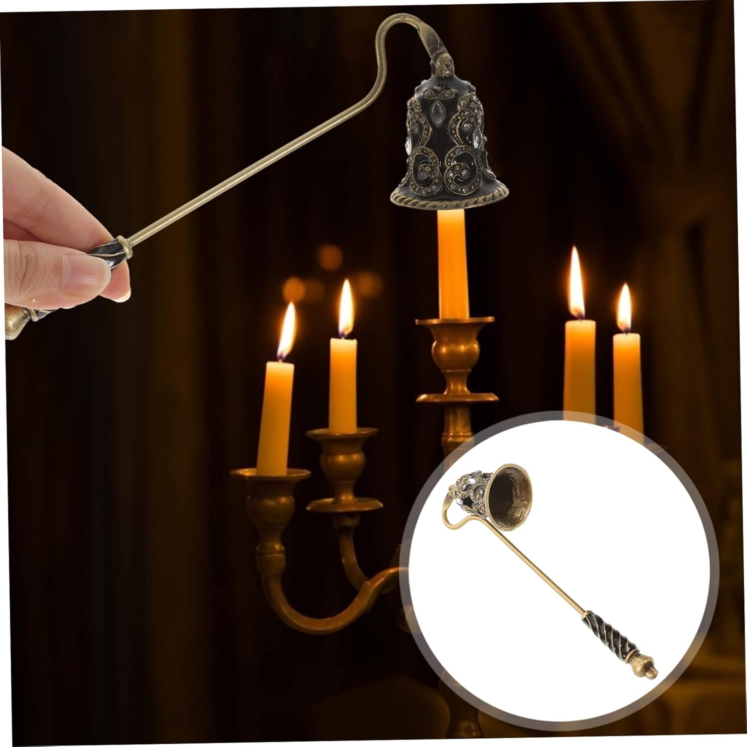 ERINGOGO Flower Design Candle Snuffer with Rhinestones Portable Extinguisher Tool