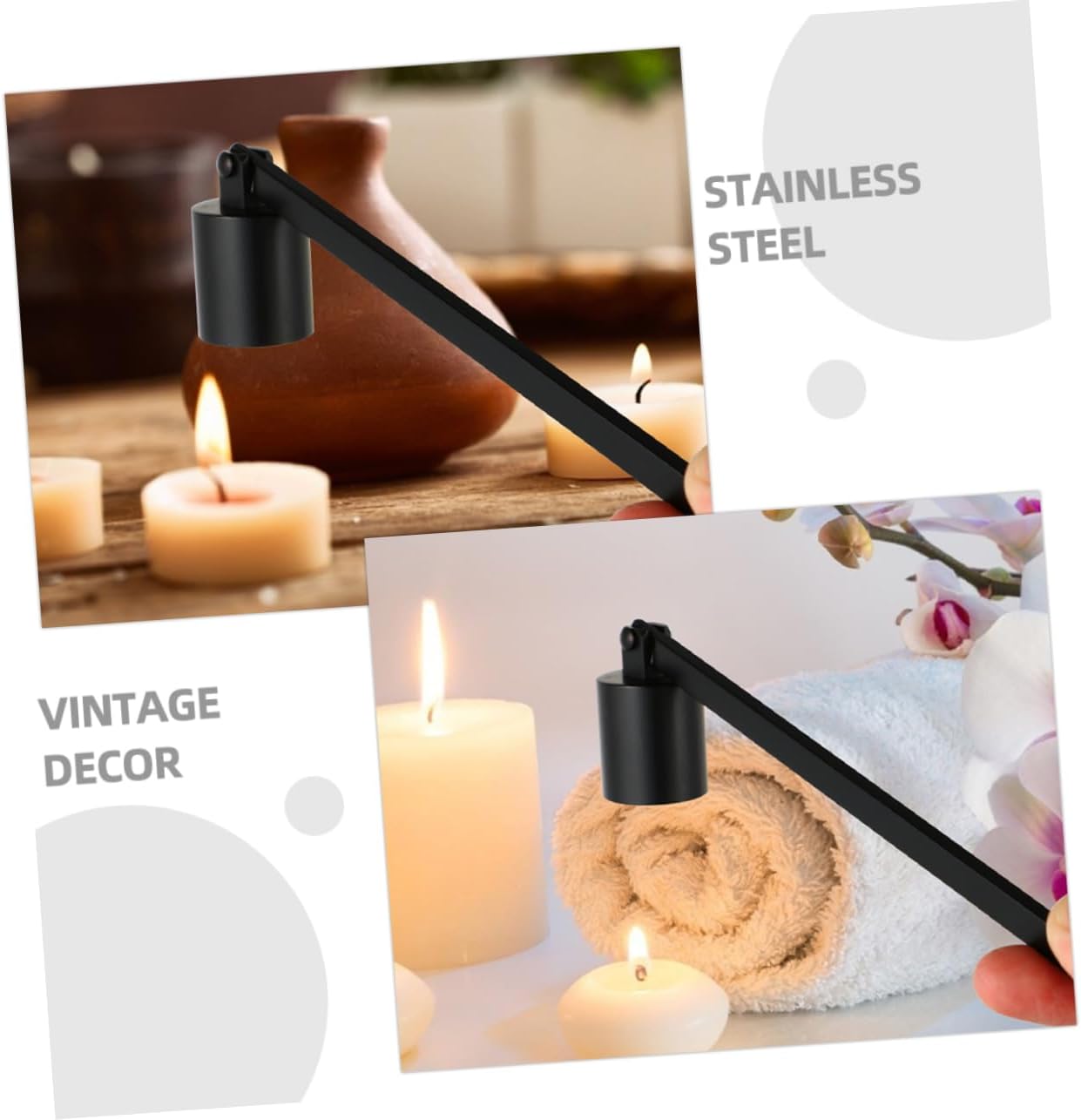 ERINGOGO Candle Snuffer Set 2pcs Metal Tool