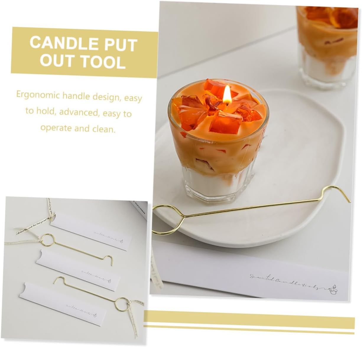 2pcs Candle Wick Hook Tool and Stainless Steel Candle Snuffer Set