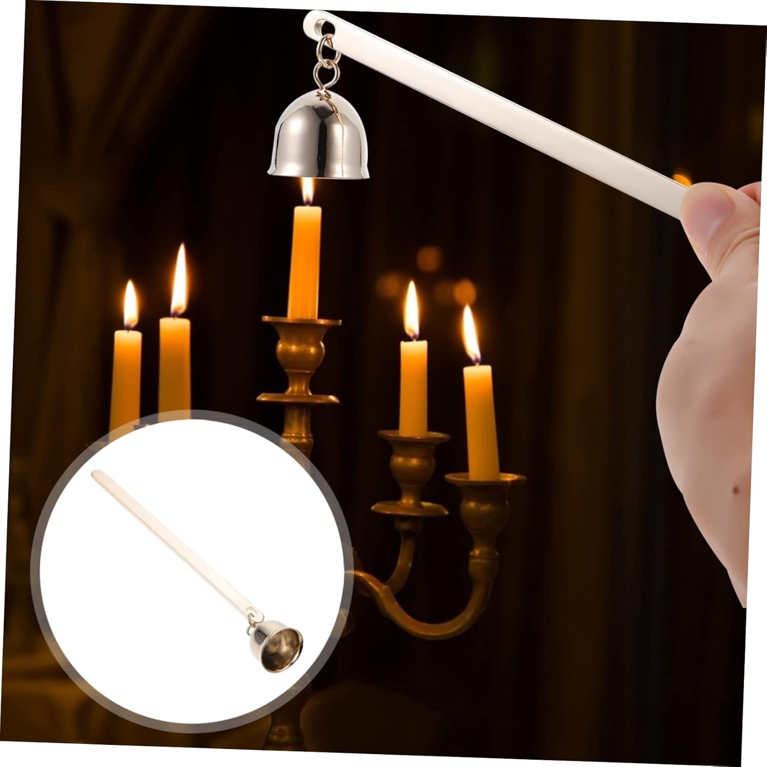 Bell Shape Candle Snuffer with Long Handle Stainless Steel