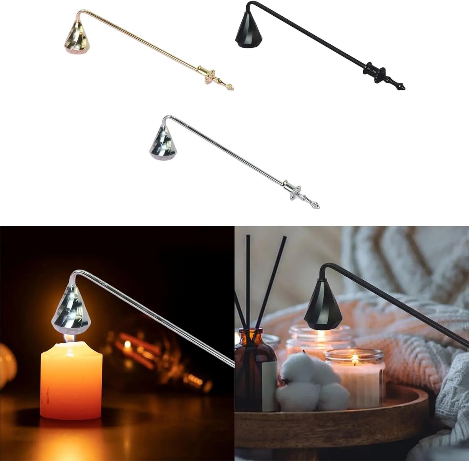 Golden Metal Candle Snuffer 2Pcs Set