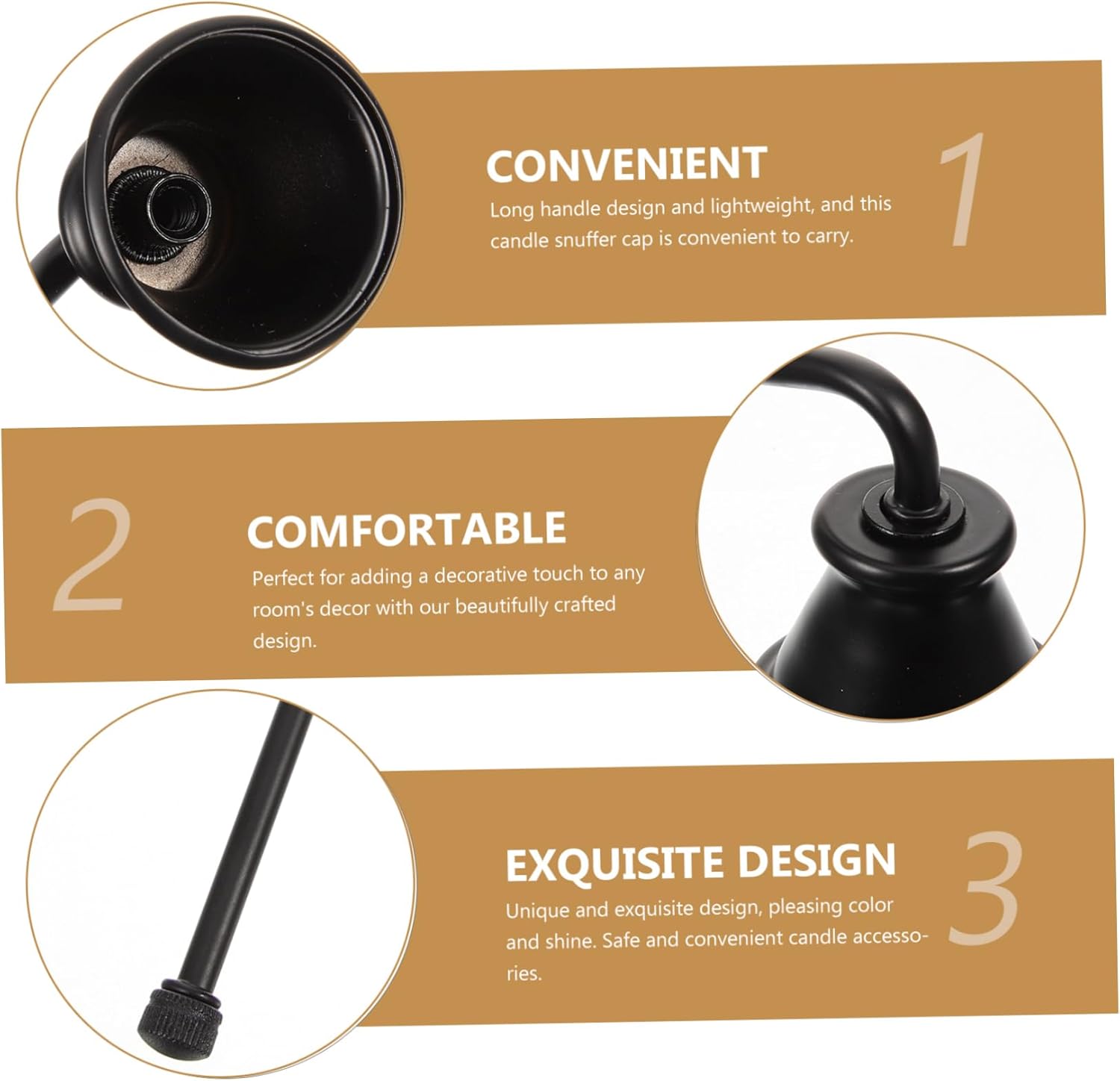 RORPOIR Candle Snuffer Cap Long Handle Flame Extinguisher for Safe Candle Use