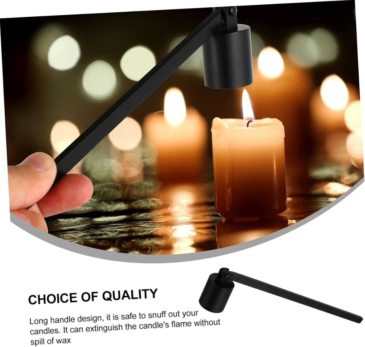 Happyyami Candle Snuffer with Long Handle for Smooth Finish