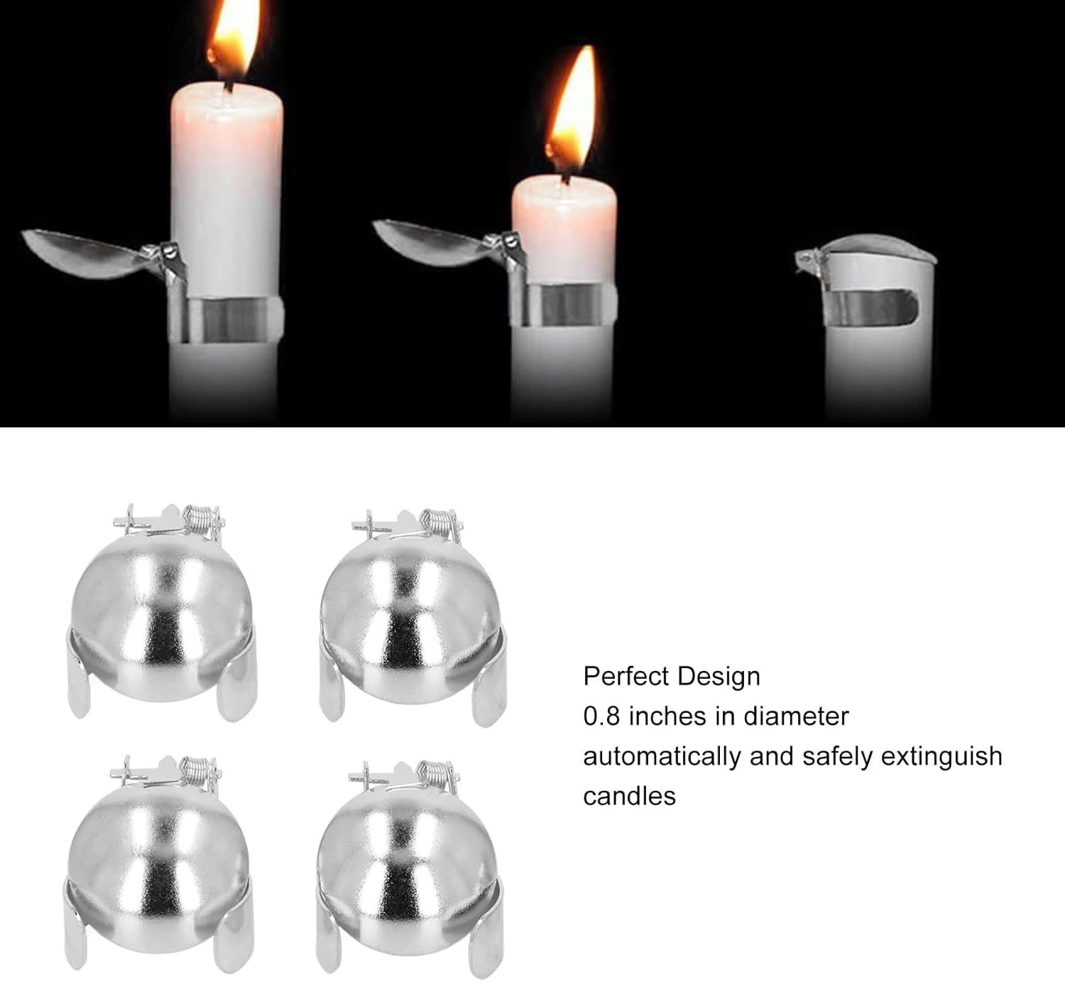 Automatic Candle Snuffer 4Pcs Stainless Steel Flame Extinguisher for Safe Candle Use