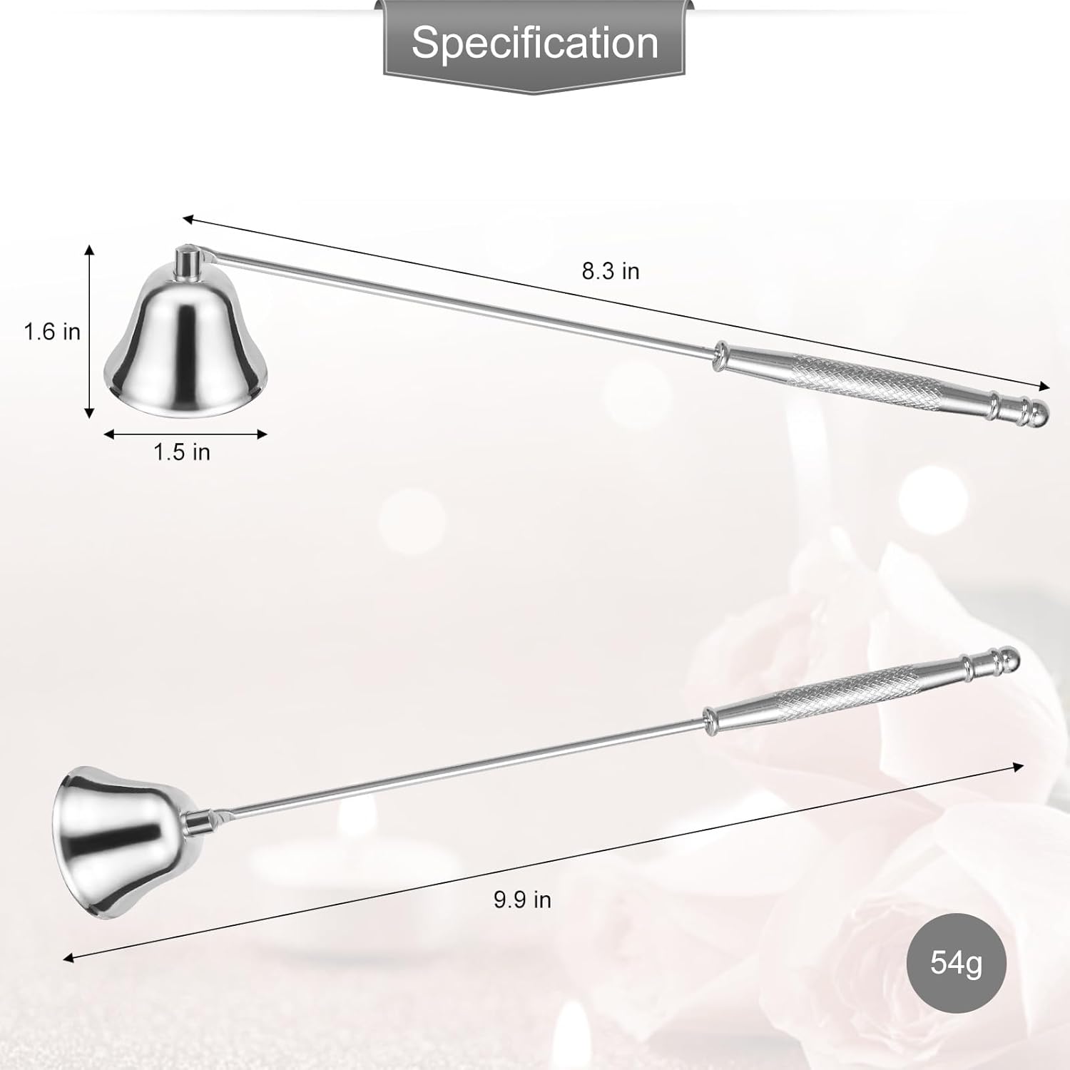 Navpeak Candle Extinguisher with Long Handle Silver