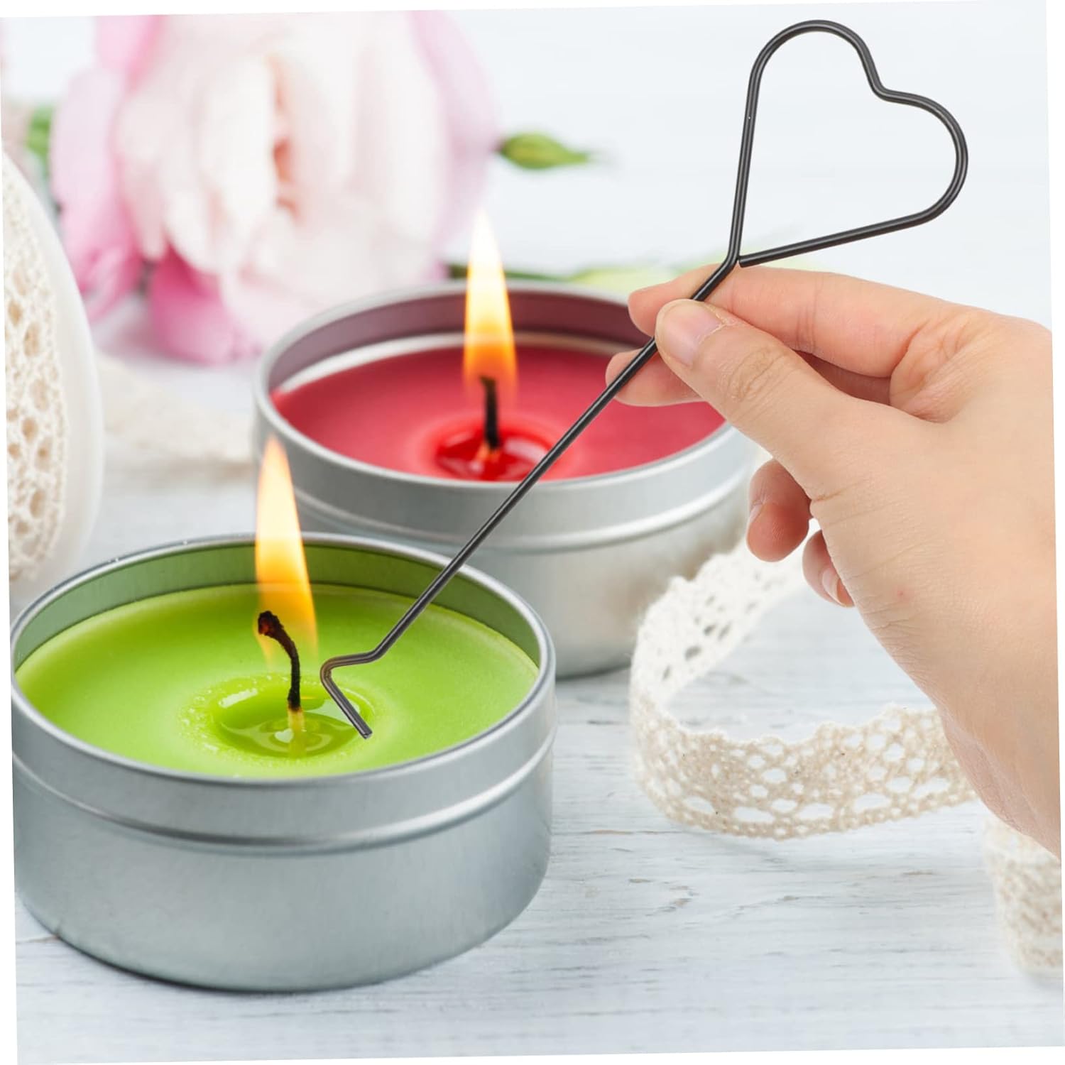 4pcs Heart Design Candle Wick Dippers for Safe and Stylish Use