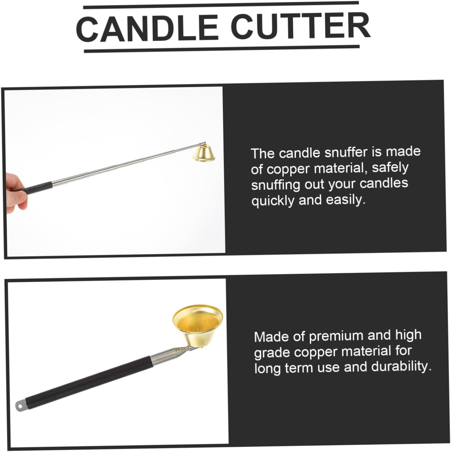 STOBAZA 2pcs Copper Candle Snuffer with Automatic Wick Extinguisher