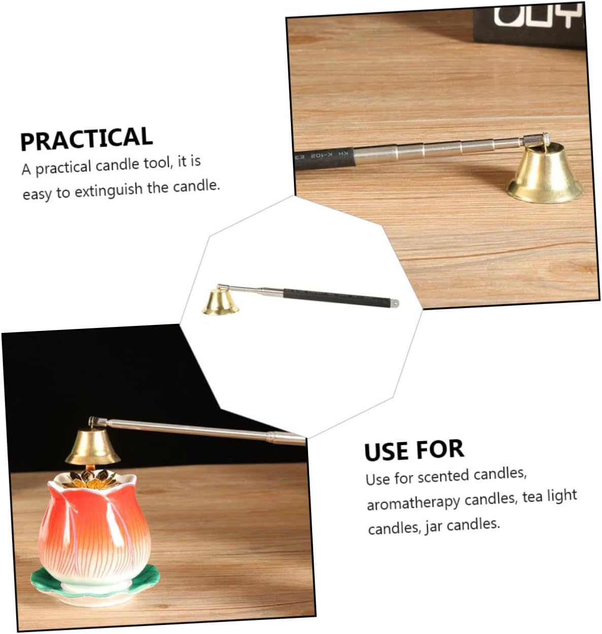 1 Piece Candle Snuffer with Long Flexible Alloy Handle