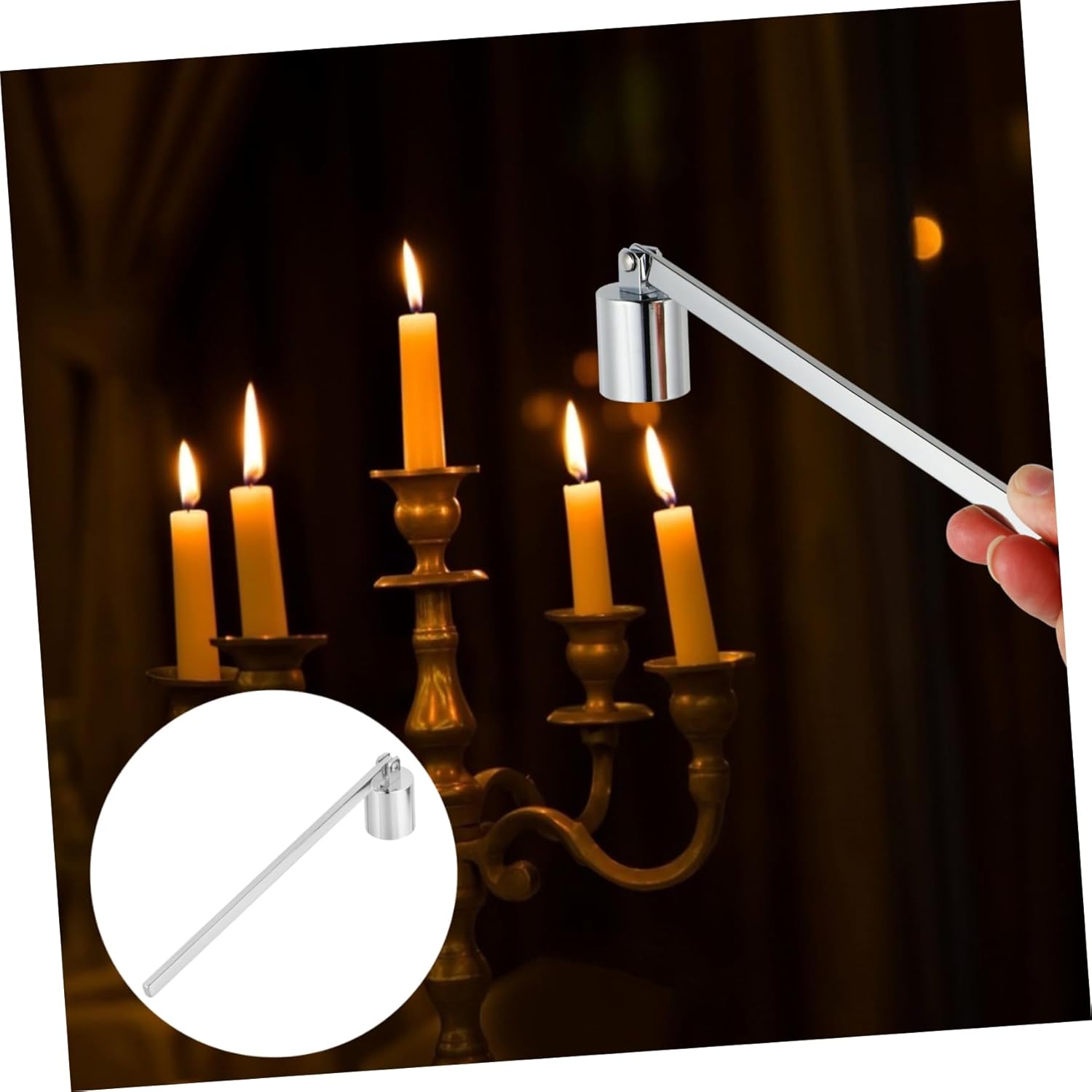 Elegant Stainless Steel Candle Snuffer with Handle
