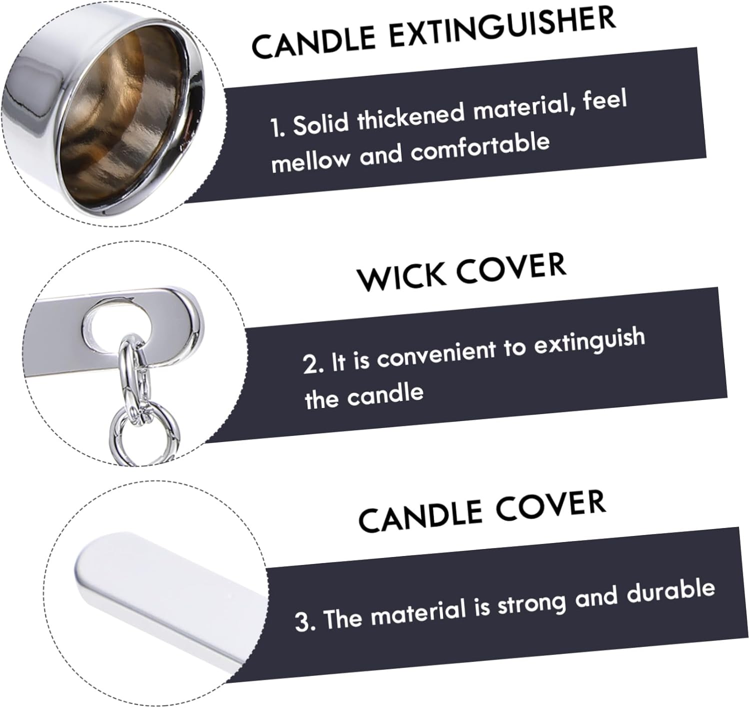 Luxshiny Long Handle Candle Snuffer Stainless Steel Wick Cover